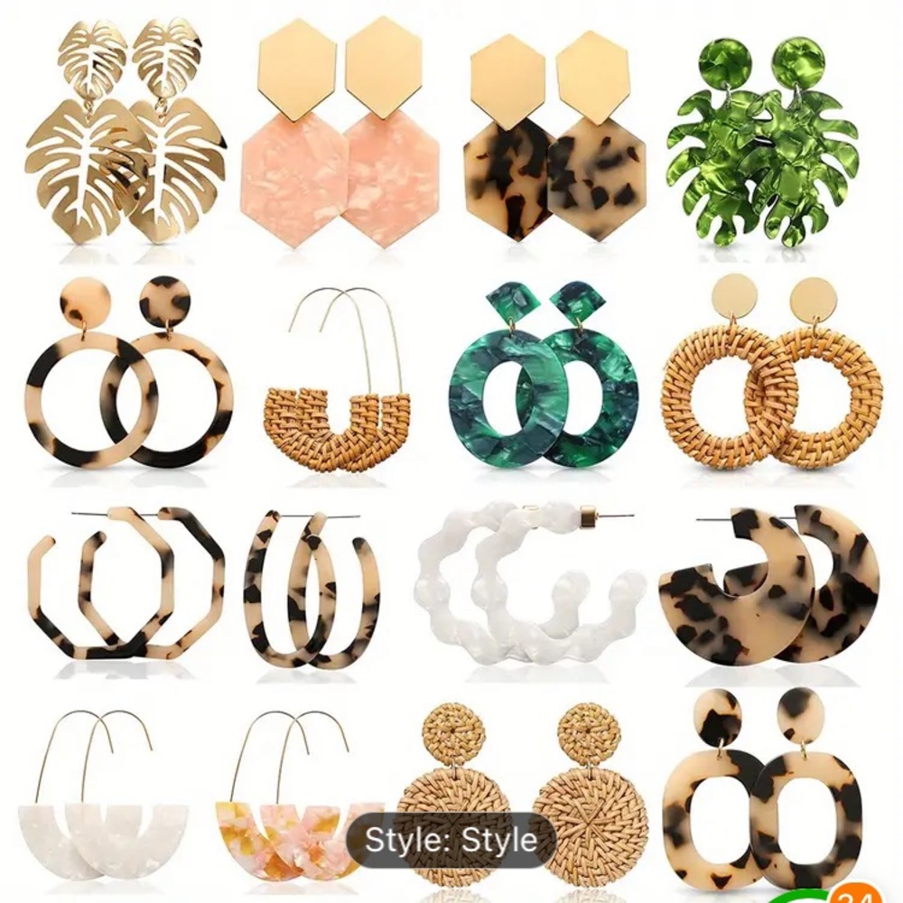 Boho Geometric Acrylic Earrings -